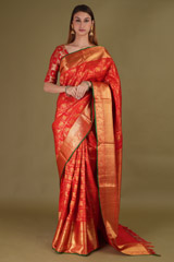 Red Checkered Silk Saree2407 video